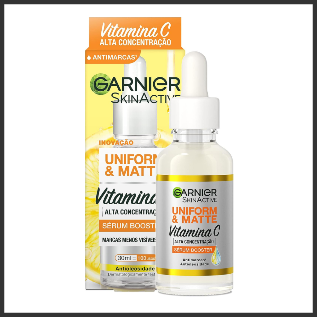 embalagem Garnier Uniform & Matte Sérum Facial Antimarcas