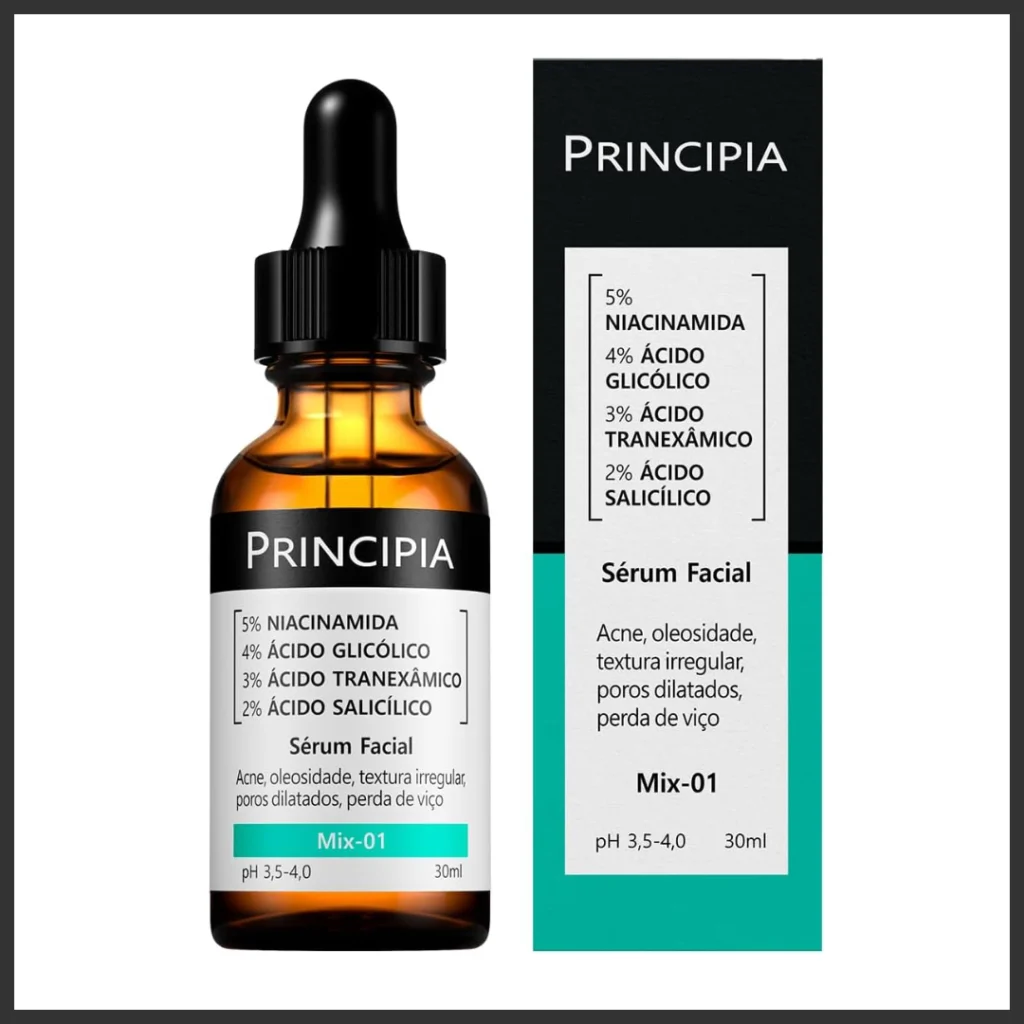 embalagem Sérum Principia Mix-01 (5% Niacinamida + 4% Glicólico + 3% Tranexâmico + 2% Salicílico)