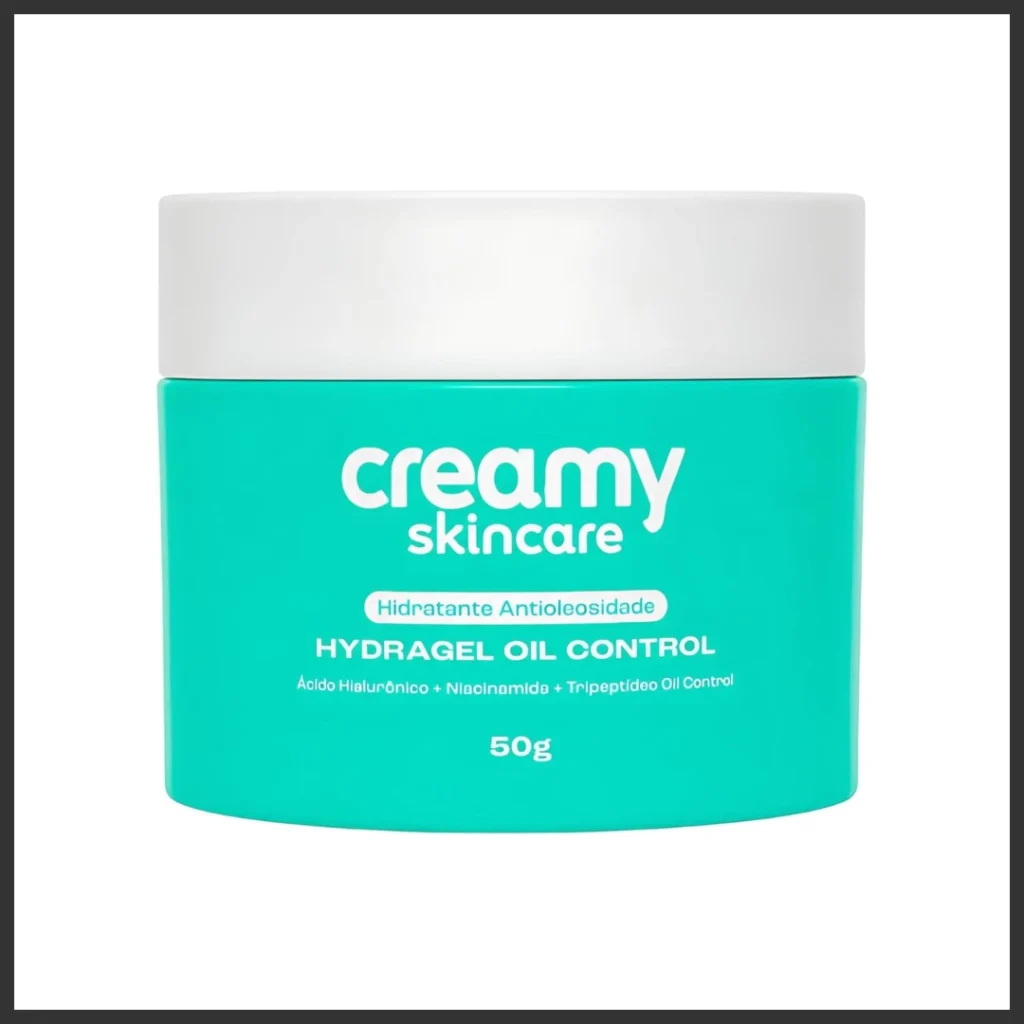 frasco Creamy Hydragel Oil Control, hidratante em gel para rotina noturna da pele oleosa